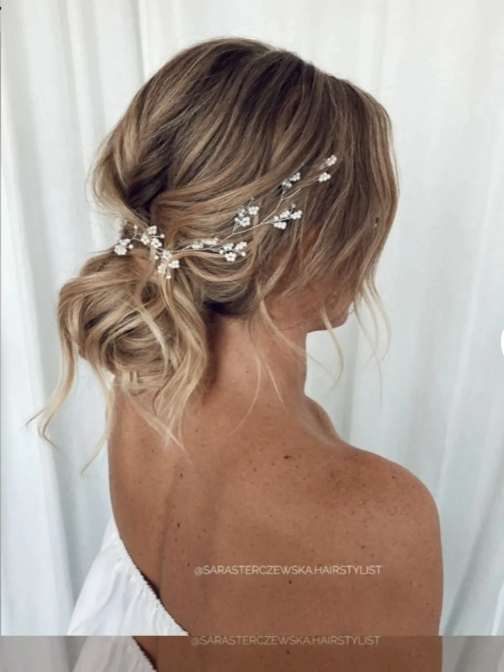 Pearl Spray Bridal Hair Vine - Gold and White